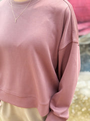 Luxe Sand Wash Ribbed Sweater- Rose