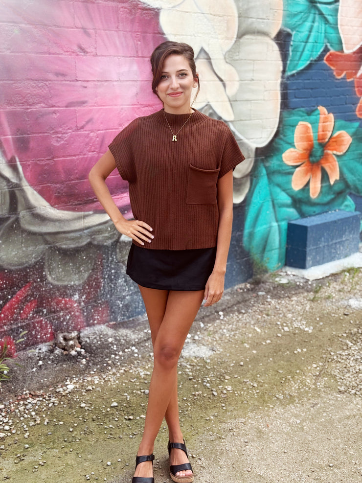 Kenna Sweater Top- Brown