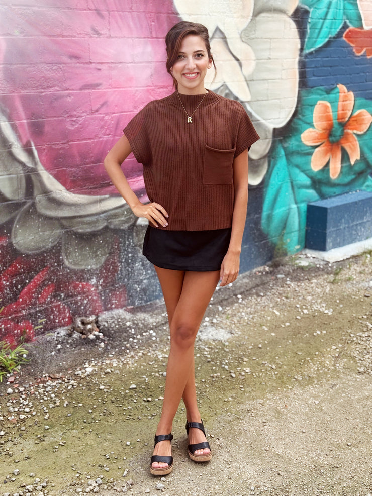 Kenna Sweater Top- Brown