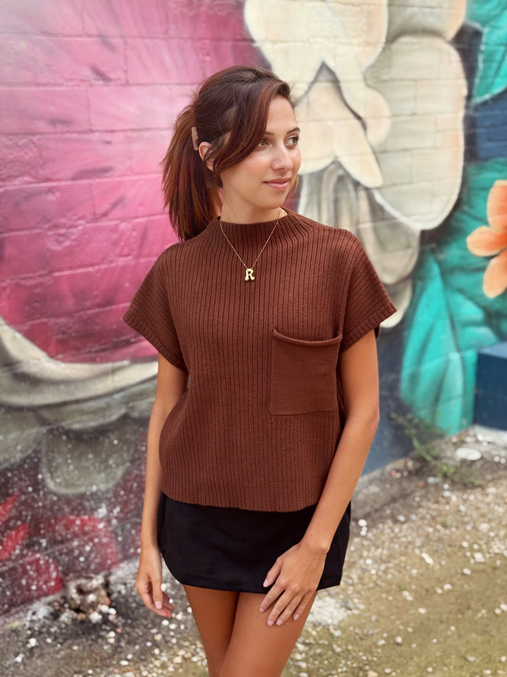 Kenna Sweater Top- Brown