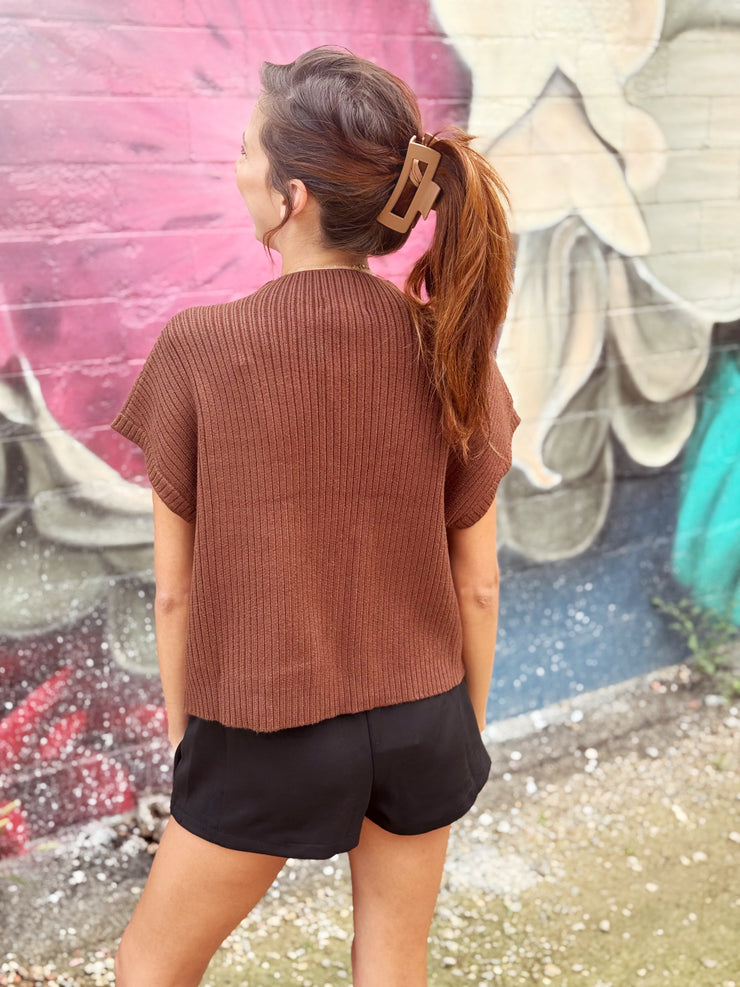 Kenna Sweater Top- Brown