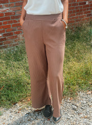 Mocha Ribbed Pant- Reg and Plus