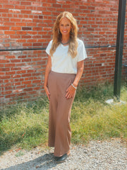 Mocha Ribbed Pant- Reg and Plus