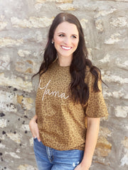 Embroidered Leopard Mama Tee