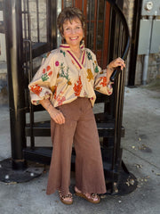Becca Denim Cropped Gaucho Pant- Dark Brown