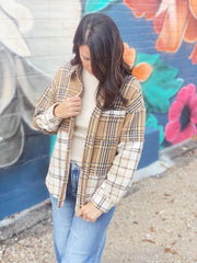 Mixed Plaid Oversized Shacket- Mocha