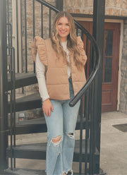 Puff Ruffled Vest- Taupe