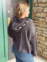 Heather V Neck Sweater- Grey