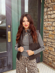 Faux Leather Vest- Black