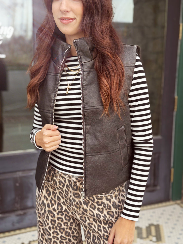 Black & White Striped Basic Top