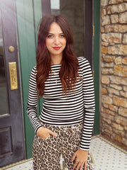 Black & White Striped Basic Top