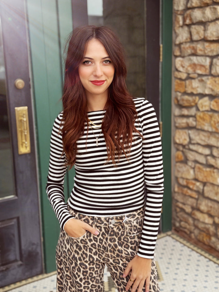 Black & White Striped Basic Top