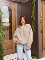Plush Sherpa Pullover- Taupe