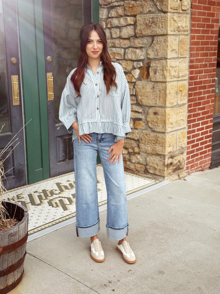 Mica High Rise Wide Leg with Cuffed Hem