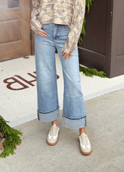 Mica High Rise Wide Leg with Cuffed Hem