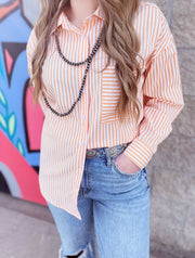 Josie Mixed Striped Tangerine Top