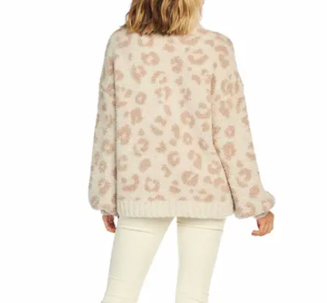 Leopard Chenelle Sweater- Ivory