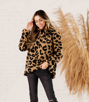 Leopard Fleece 1/4 Zip Pullover