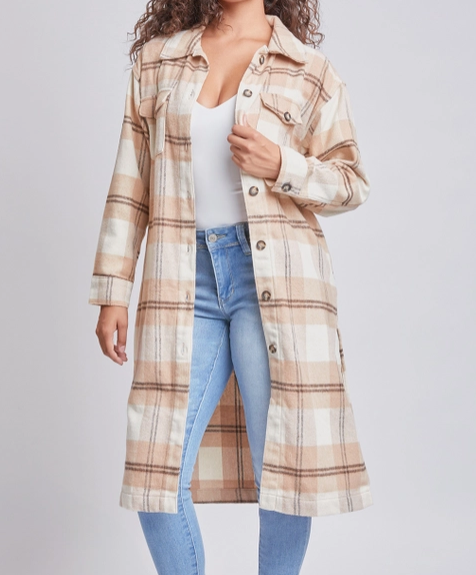 Plaid Duster- Brown