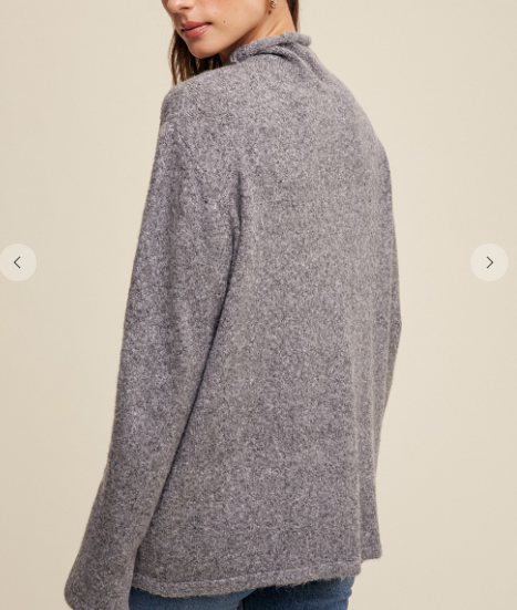 Mock Neck Sweater-Grey