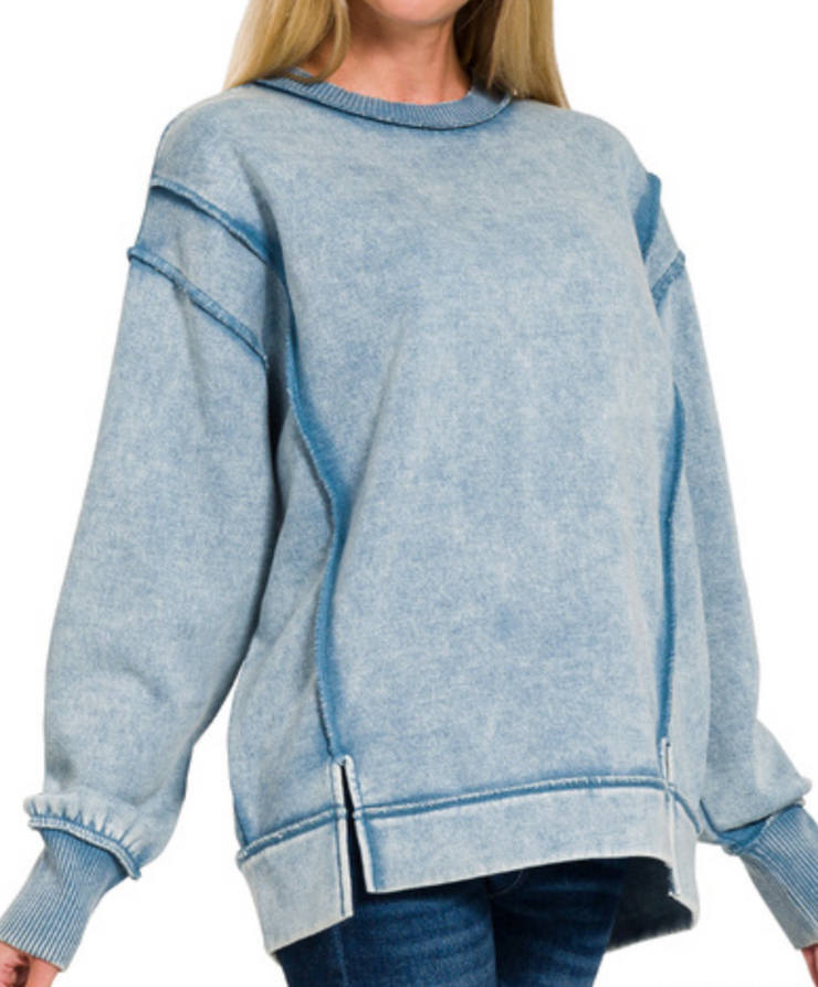 Rory Acid Washed Sweatshirt- Blue