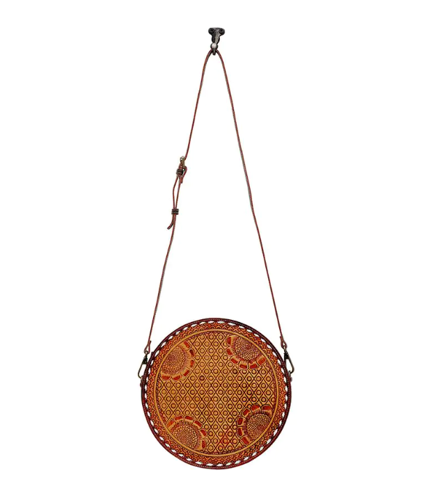 Lily Bloom Hand-Tooled Round Bag