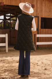 Quilted Long Vest- Black (S-3XL)