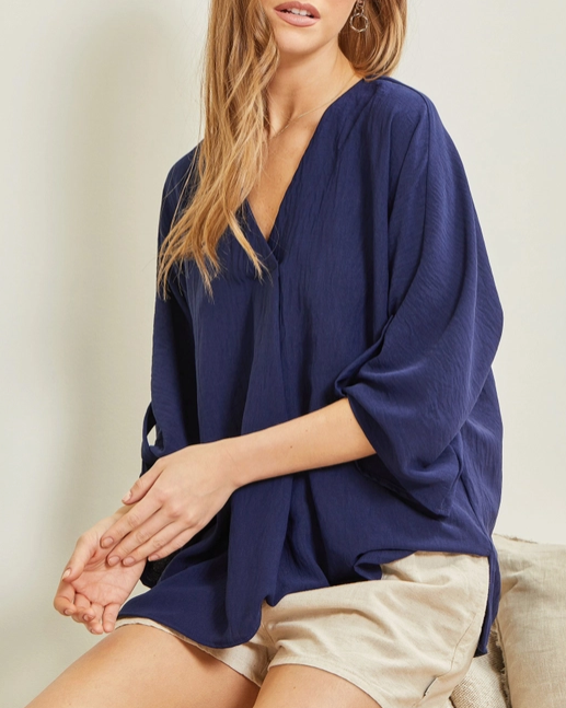 Wren Blouse- Navy (Reg and Extended Sizes)