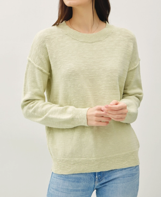 Sage Cotton Slub Sweater