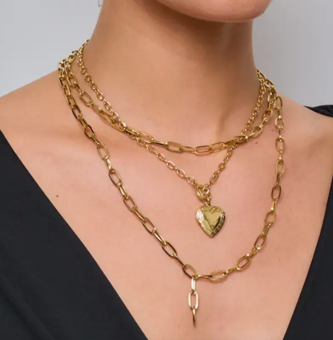 Triple Strand Heart Necklace