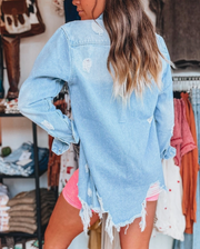 Long Denim Shirt Jacket