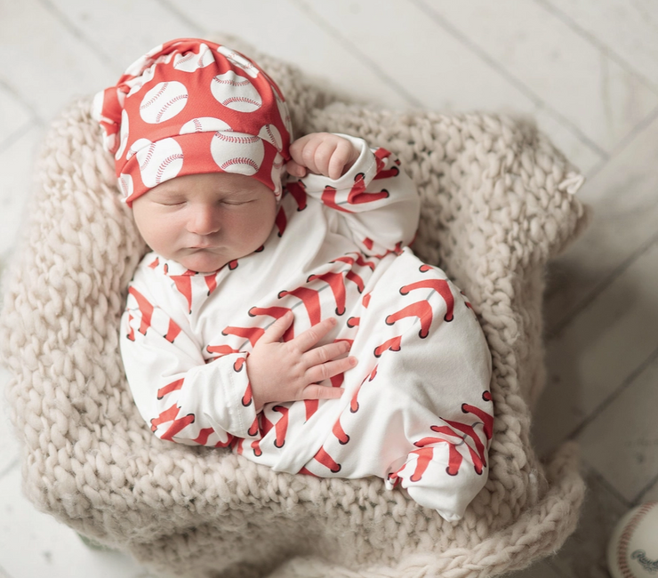 Baseball Baby Gown and Hat