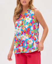 Clara Print Split Neckline Sleeveless Top
