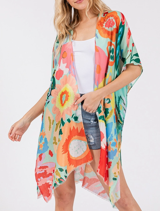Floral Kimono- Mint