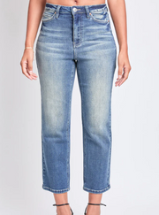 HIGH RISE VINTAGE STRETCH STRAIGHT LEG CROP JEANS
