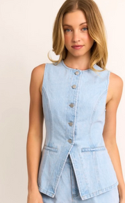 Sleeveless Button Denim Vest