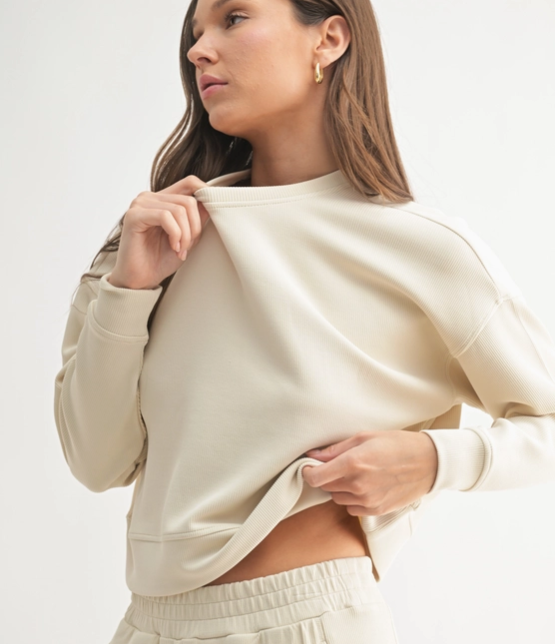 Luxe Sand Wash Ribbed Sweater