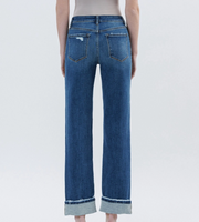 Vervet High Rise Cuffed Straight Leg Denim