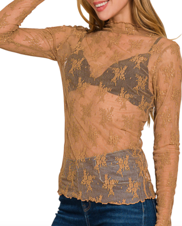 Lace Top- Camel