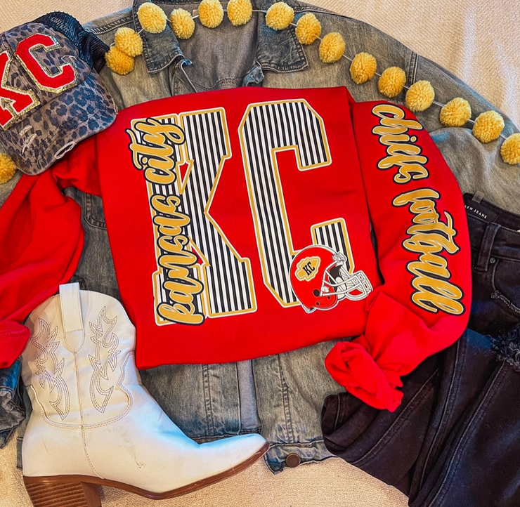 Chiefs Striped Sweatshirt-Red