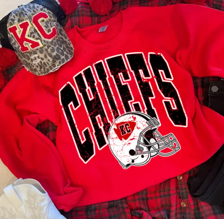 Chiefs Helmet Sweatshirt Red