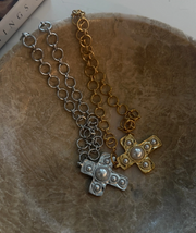 Chan-Sutt Pearls- Pearl Cross (Gold or Silver)