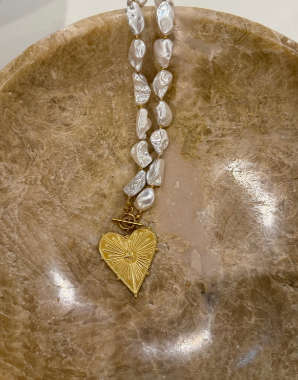 Chan-Sutt Pearls- Pearl Heart Necklace