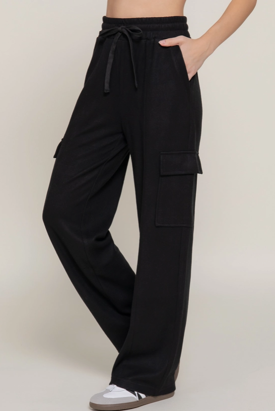 Side Pocket Knit Corduroy Pant- Black