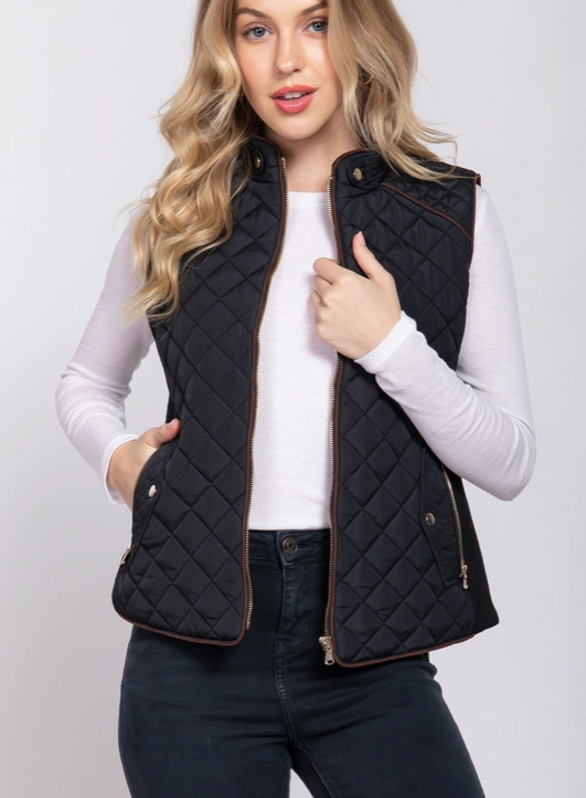 Claire Quilted Vest- Black