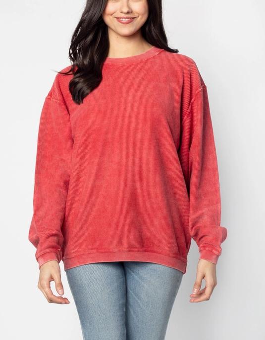 Corded Oversized Sweater- Crimson