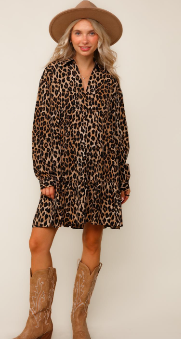Babydoll Leopard Dress