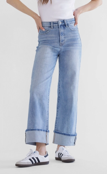 Mica High Rise Wide Leg with Cuffed Hem