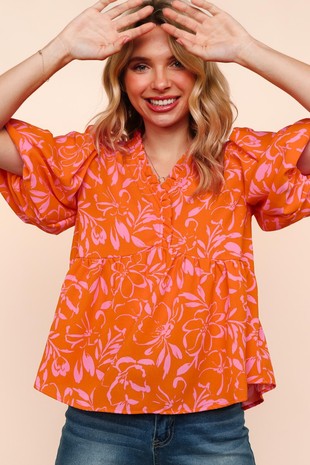 Cora Babydoll Floral Print Top
