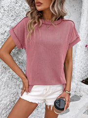 Backstitch Textured Tee - Pink